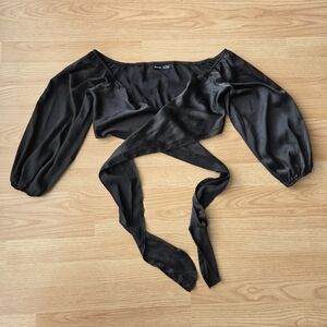 SHEIN Satin Effect Wrap Around Crop Top